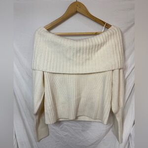 Anthropologie Off-Shoulder Cream Sweater